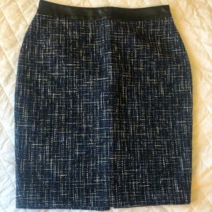 Ann Taylor Tweed Pencil Skirt Faux Leather Waist